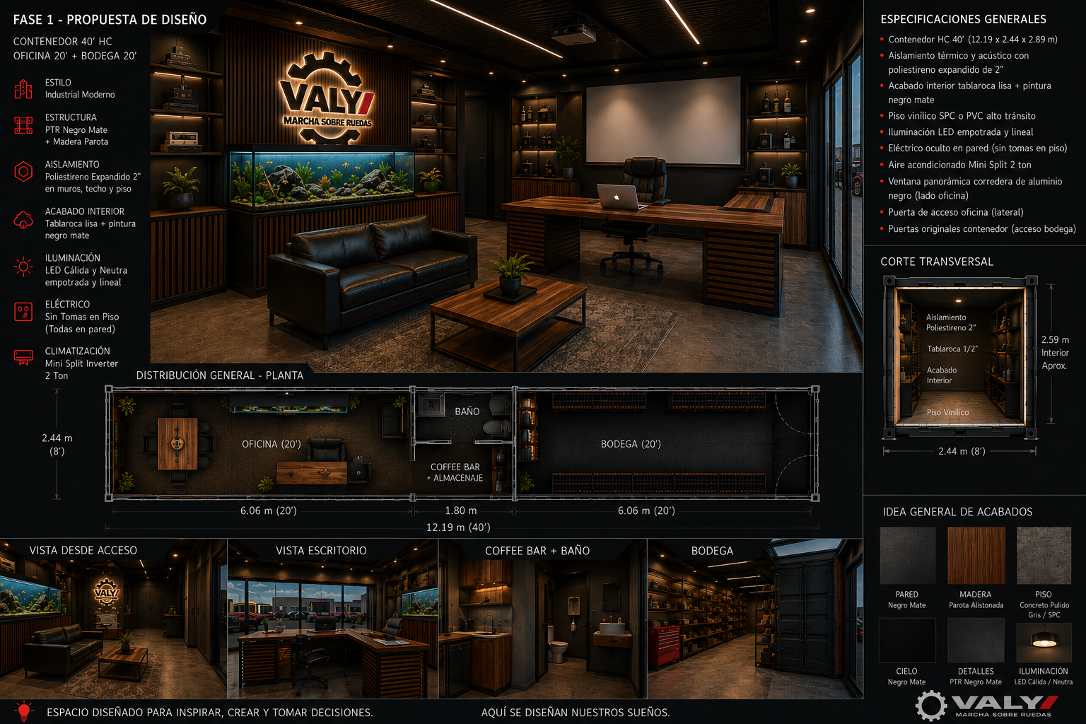 Propuesta de diseño de la oficina y showroom VALY